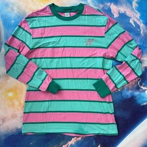 Odd Future Striped Long Sleeve T-Shirt Pink / Green Size Large